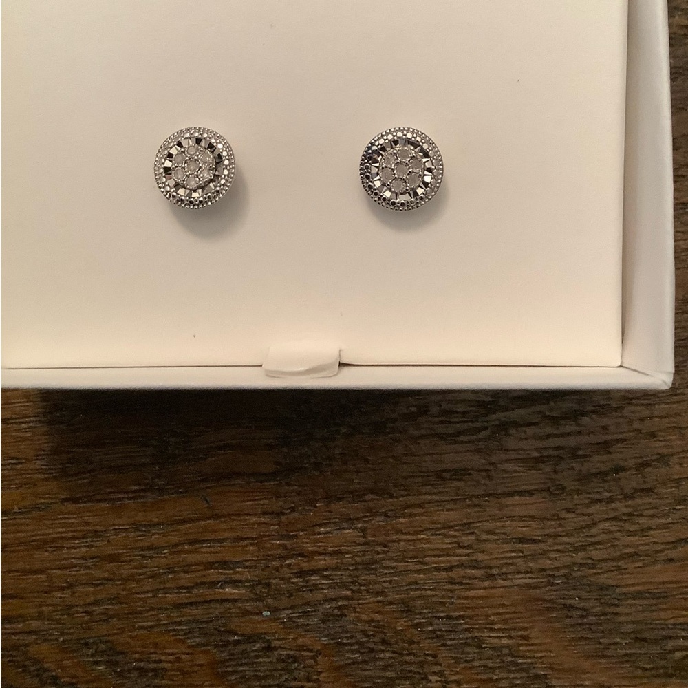 Sterling Silver Diamond Earrings